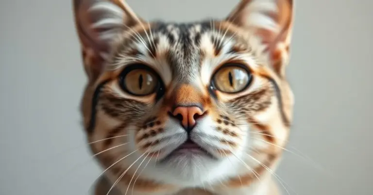 Close-up photo of a cat's face looking at the camera
