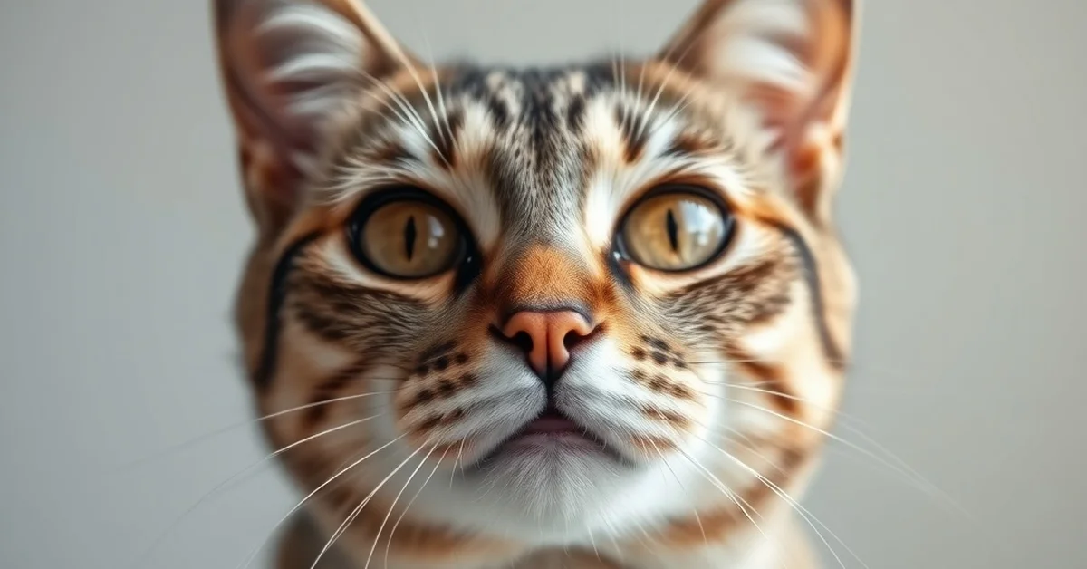 Close-up photo of a cat's face looking at the camera